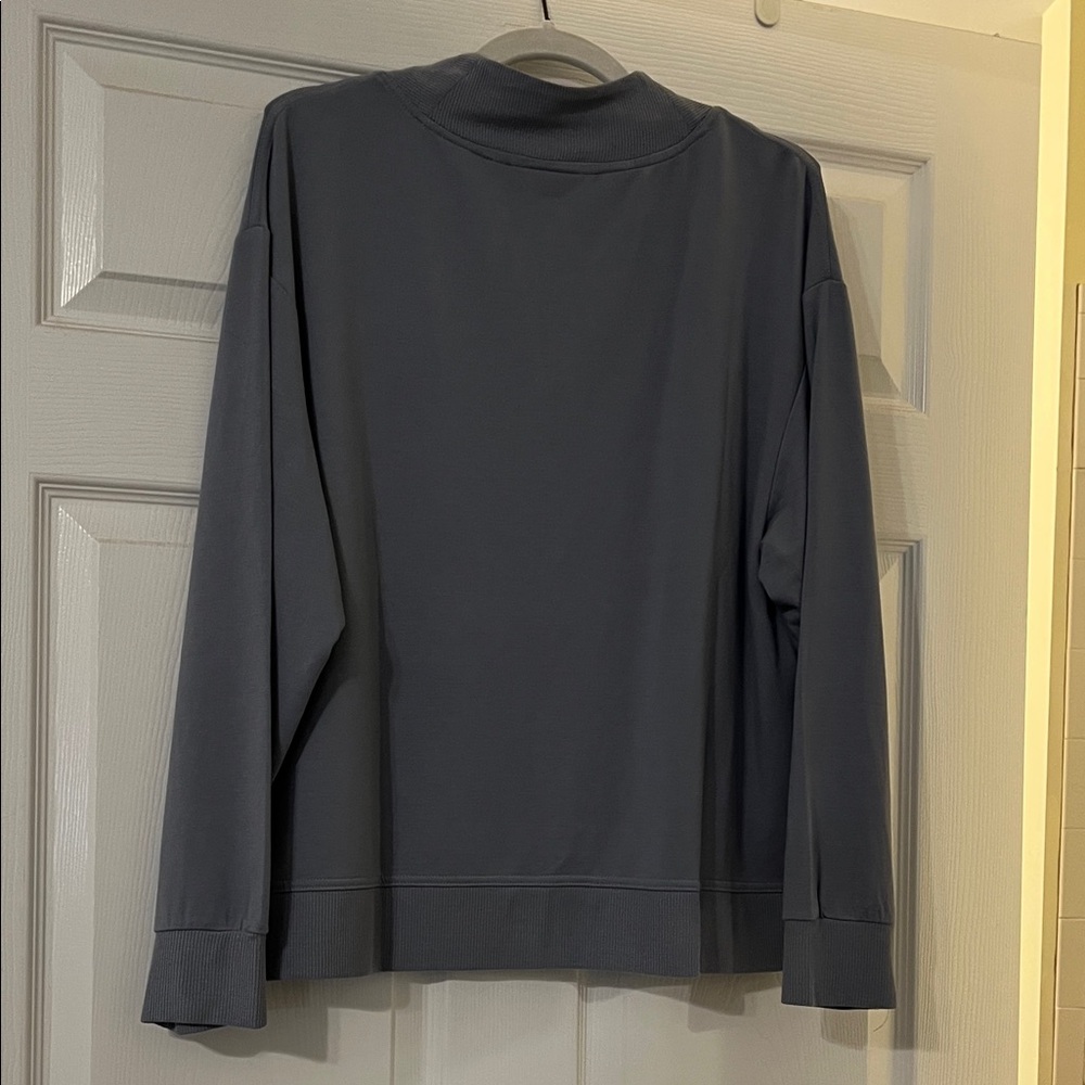 Soma Ladies Med Muted Blue Half-Zip Ultra-soft Sweatshirt - Picture 5 of 7